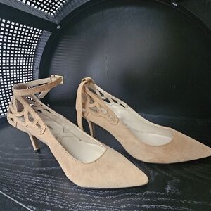 Elegant Tan Cutout Women's Heels